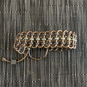 Hand made “copper coloured” leather and silver bracelet